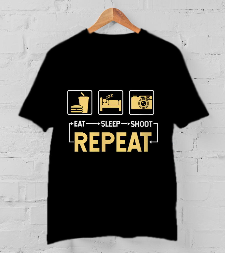 Eat Sleep Shoot Repeat Photography Camera Icon Steps T-Shirt