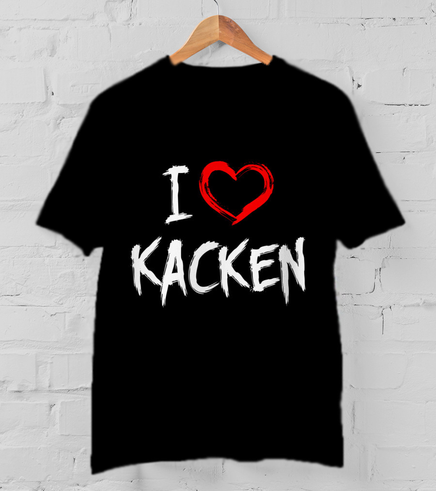 I Heart Kacken Bold White Text With Red Brush Heart T-Shirt