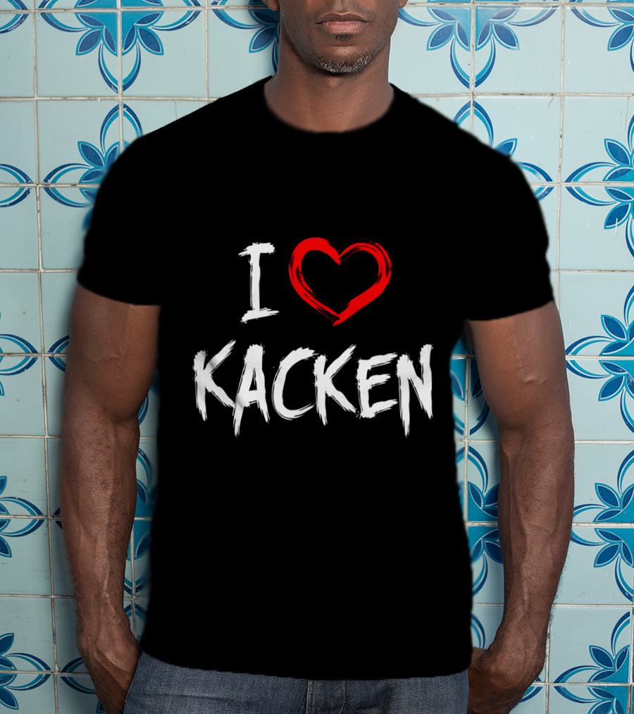 I Heart Kacken Bold White Text With Red Brush Heart T-Shirt