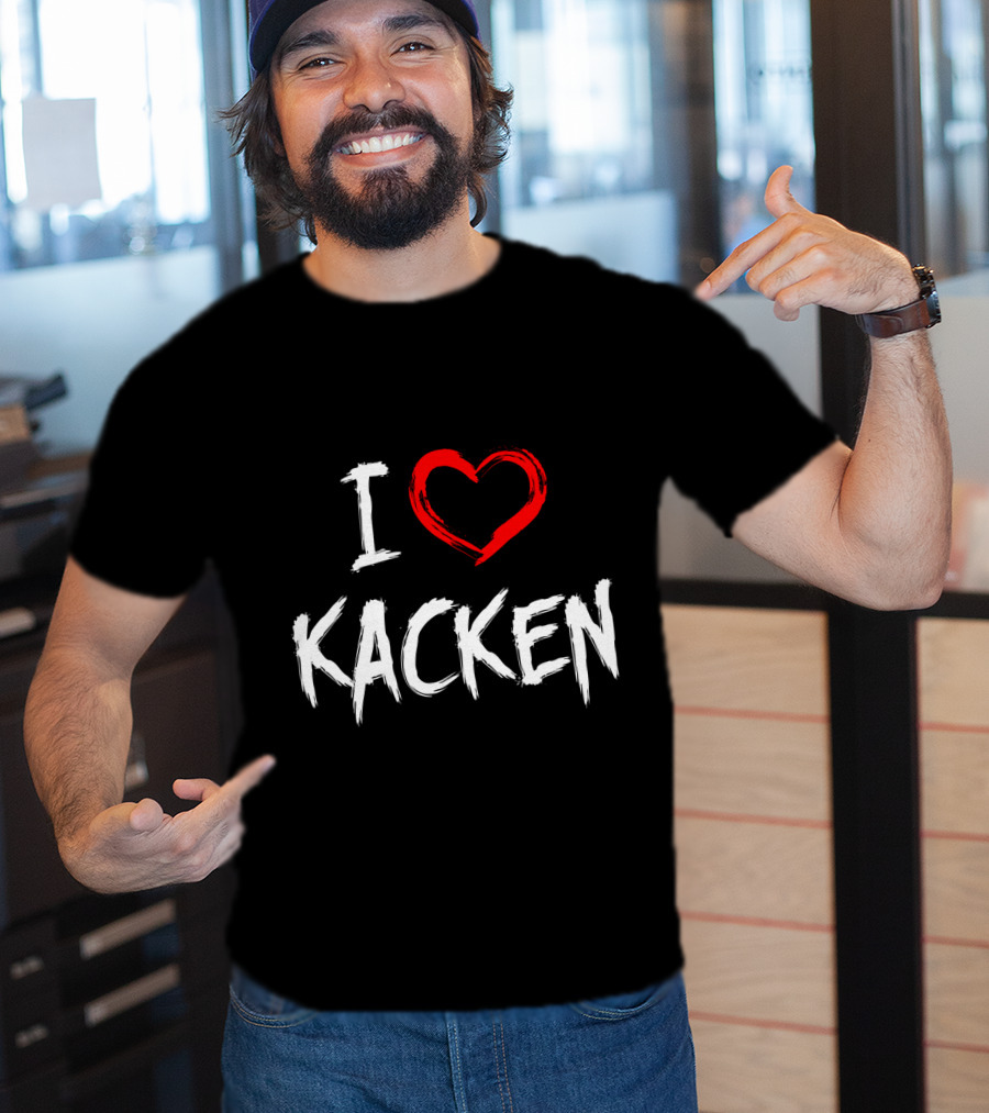 I Heart Kacken Bold White Text With Red Brush Heart T-Shirt