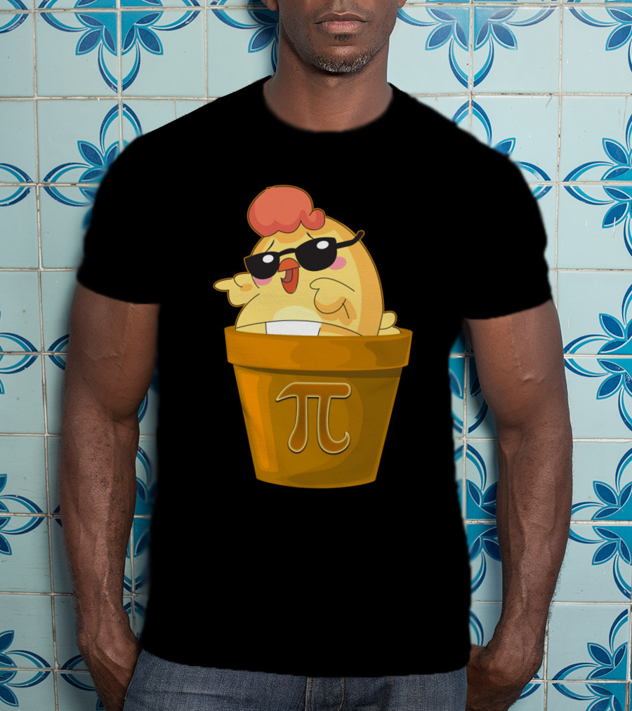 Chicken In Pot With Pi Symbol And Sunglasses T-Shirt