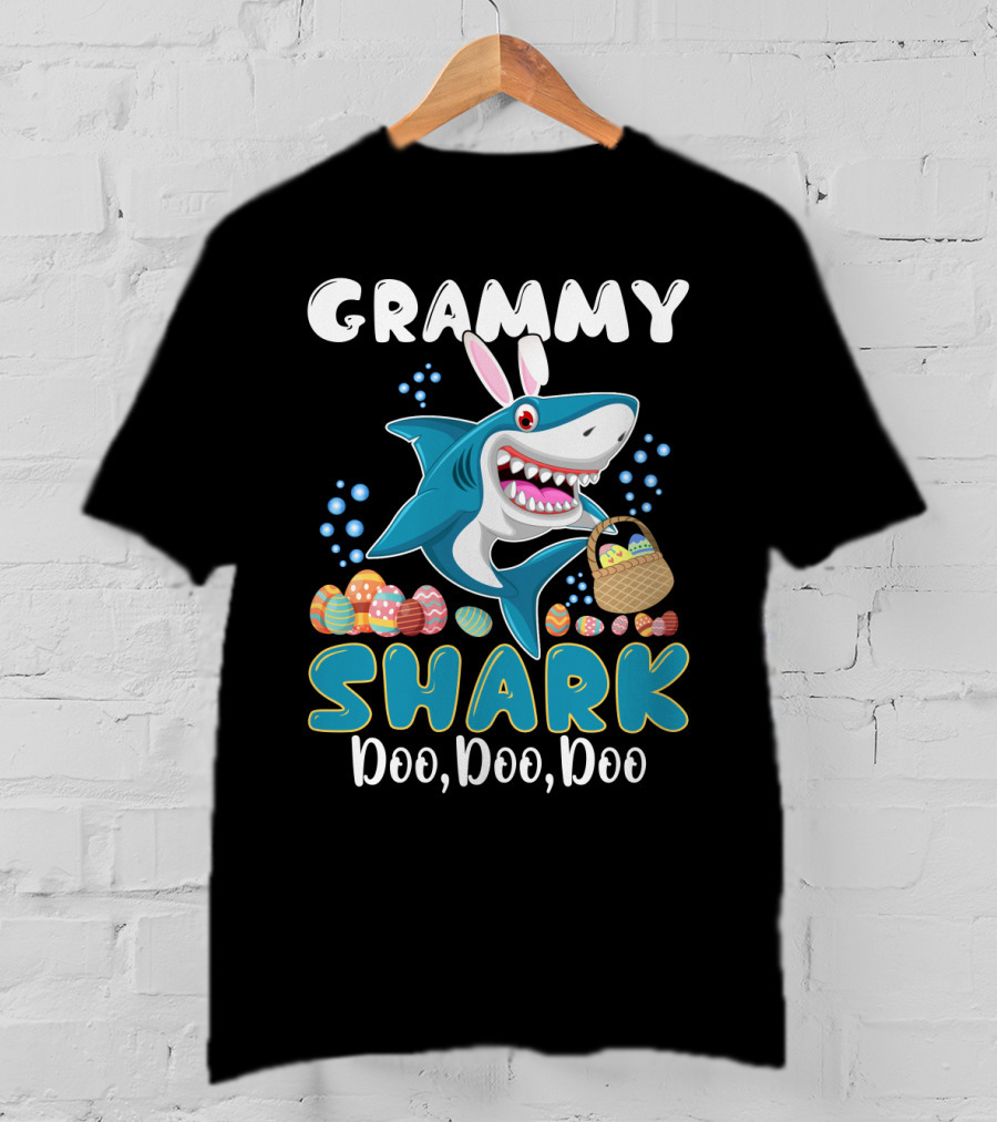 Grammy Shark Doo Doo Doo Bunny Ear Easter Egg Hunt T-Shirt