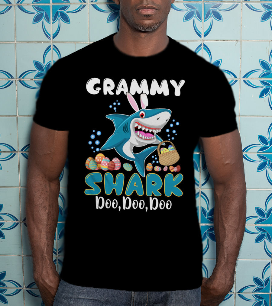 Grammy Shark Doo Doo Doo Bunny Ear Easter Egg Hunt T-Shirt