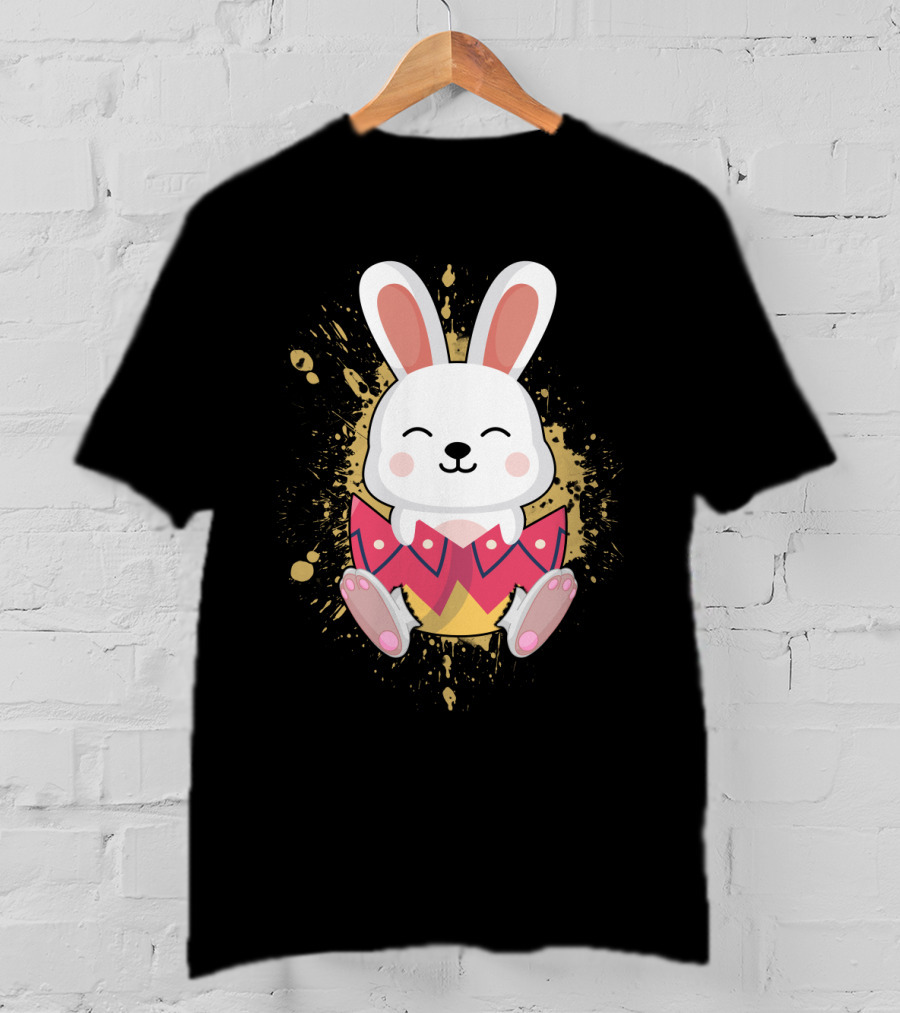 Funny Bunny Easter Rabbit In Colorful Egg Burst T-Shirt