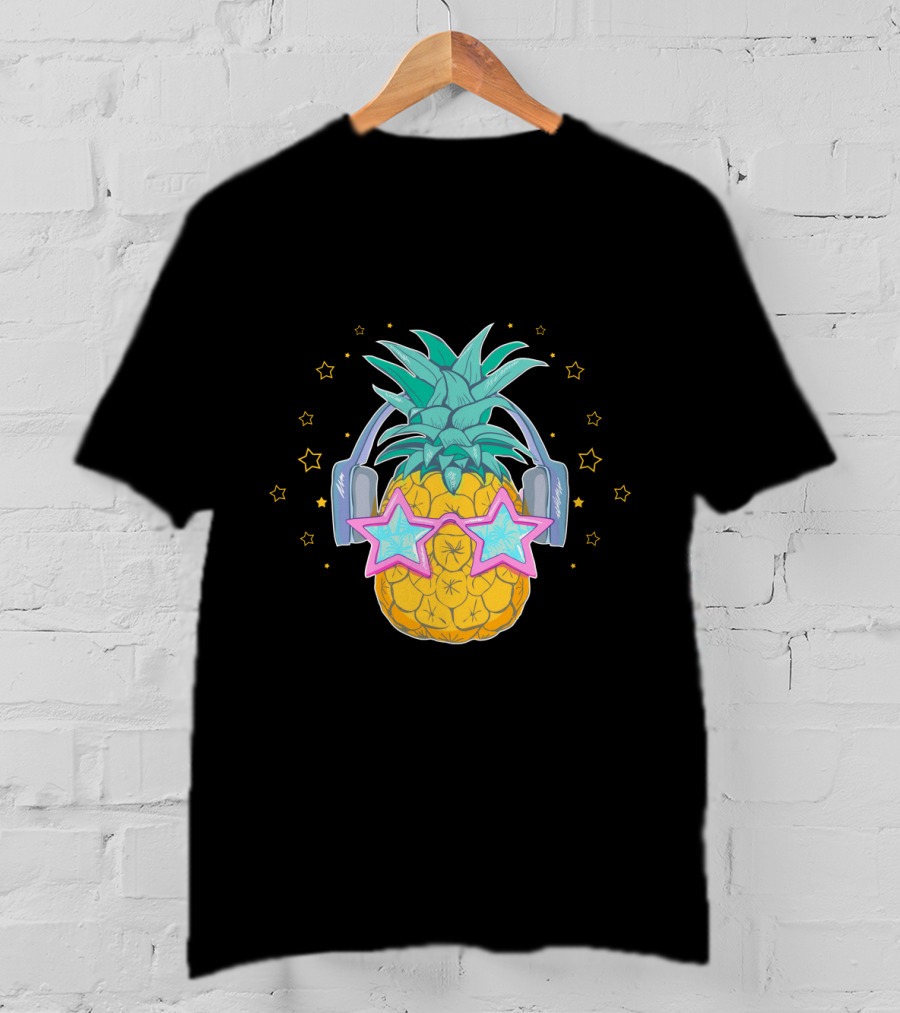 Pineapple Music Star Glasses Headphones T-Shirt