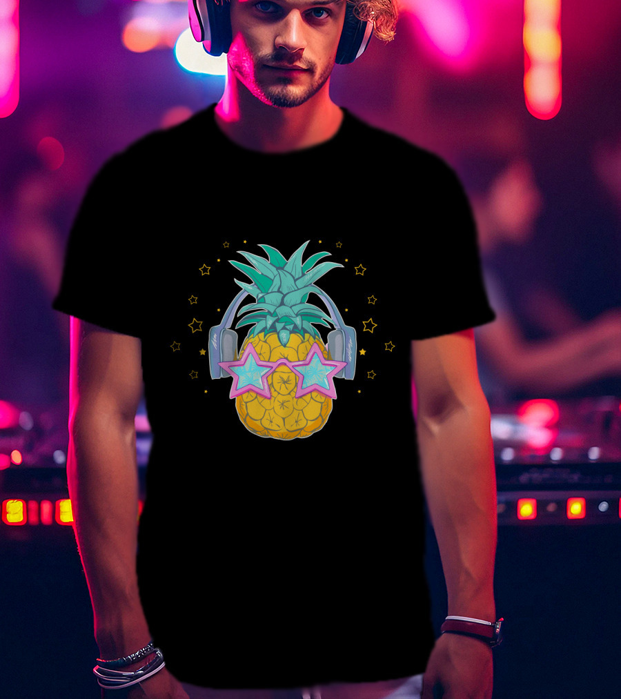 Pineapple Music Star Glasses Headphones T-Shirt