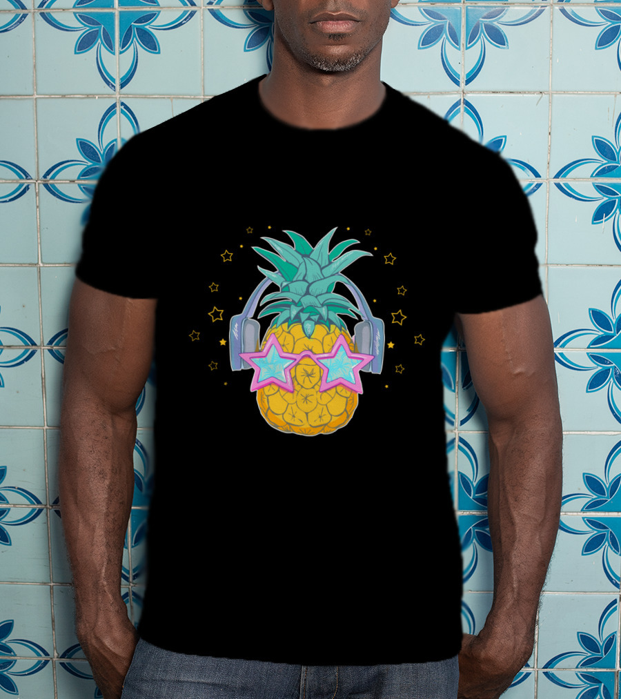 Pineapple Music Star Glasses Headphones T-Shirt