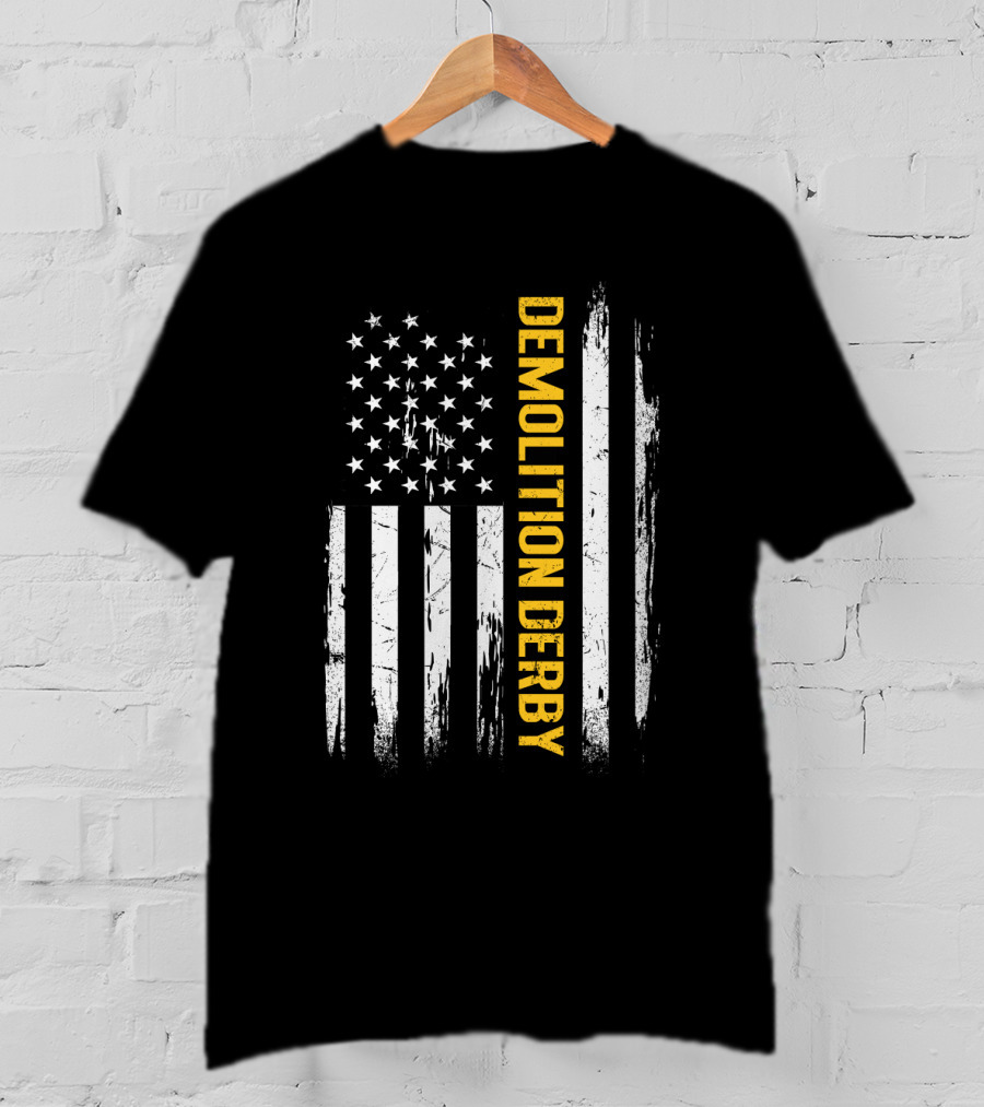 Vintage USA Flag Demolition Derby T-Shirt