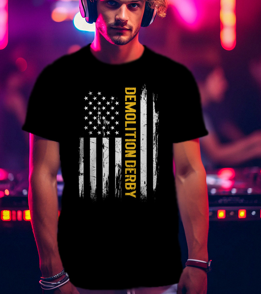 Vintage USA Flag Demolition Derby T-Shirt