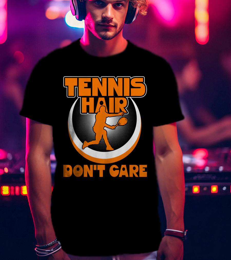 Tennis Hair Don't Care Silhouette Playing Racket T-Shirt