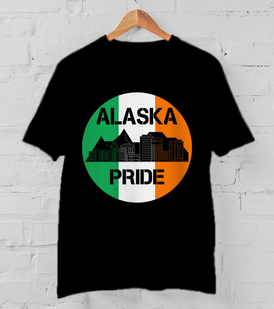 Alaska Pride Skyline With Irish Flag Colors T-Shirt