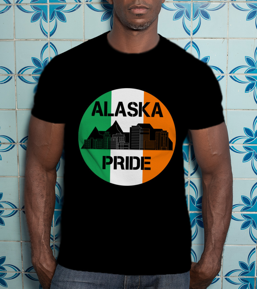 Alaska Pride Skyline With Irish Flag Colors T-Shirt