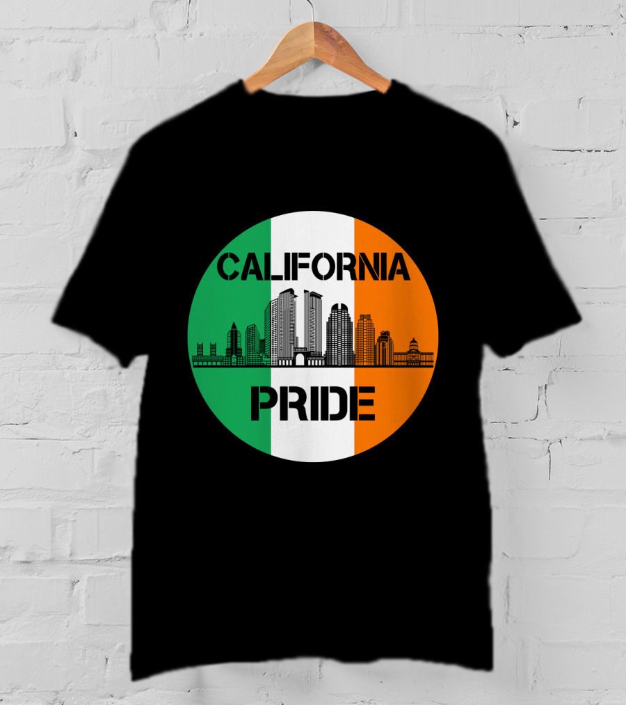 California Pride Skyline With Irish Flag Elements T-Shirt