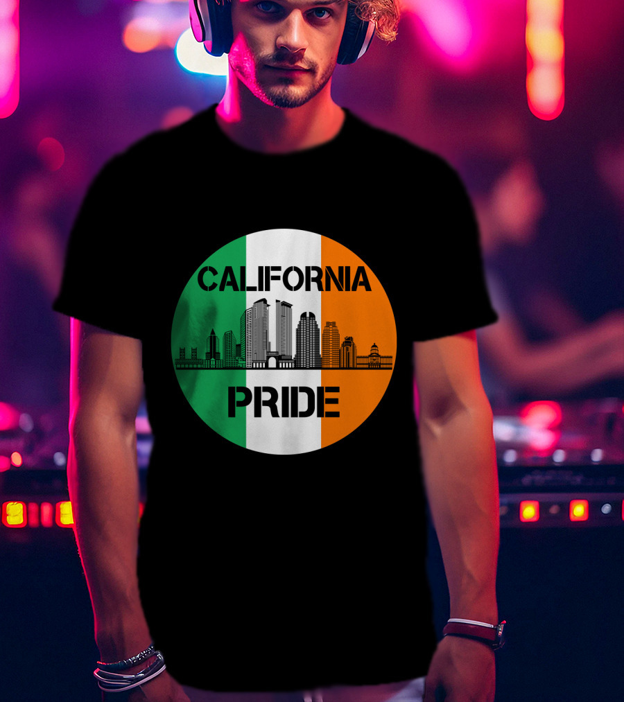 California Pride Skyline With Irish Flag Elements T-Shirt