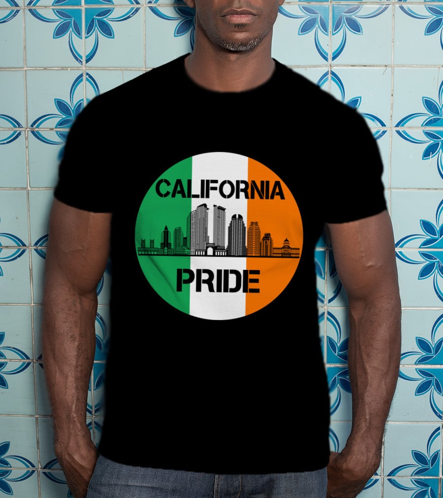 California Pride Skyline With Irish Flag Elements T-Shirt