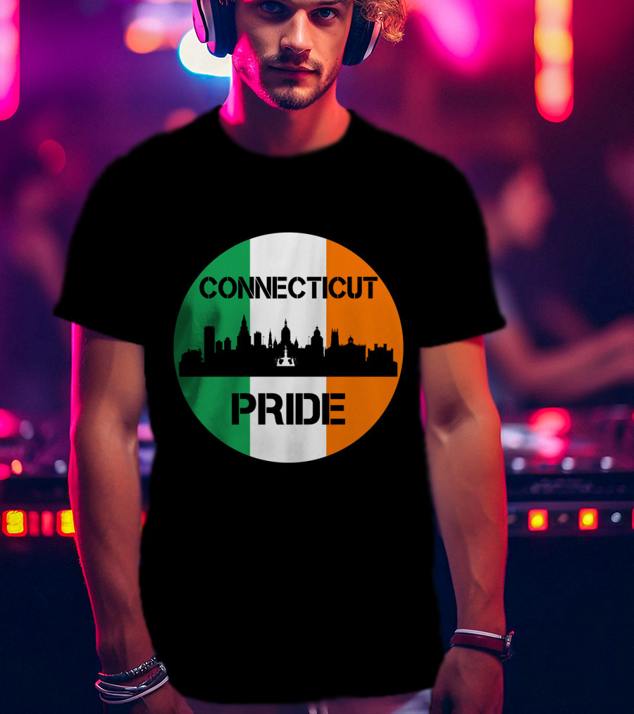 Connecticut Pride Skyline Irish Flag T-Shirt