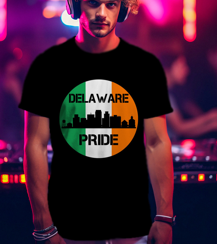 Delaware Pride Skyline Irish Flag T-Shirt
