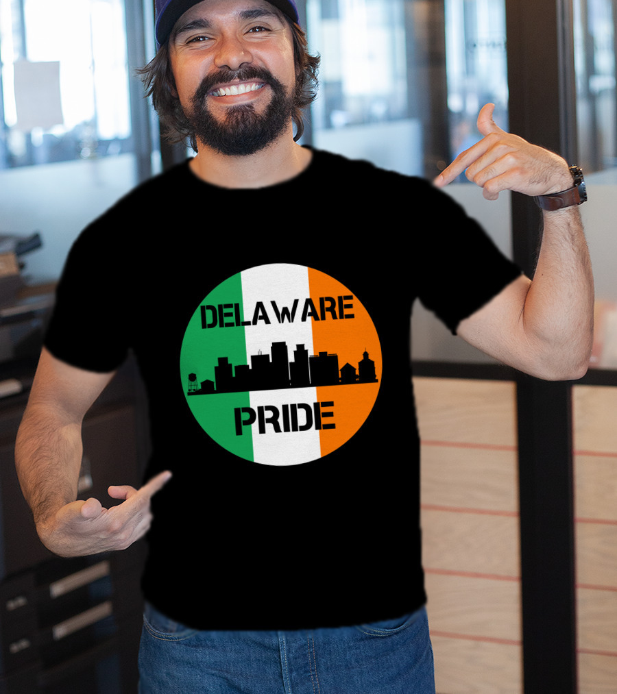 Delaware Pride Skyline Irish Flag T-Shirt
