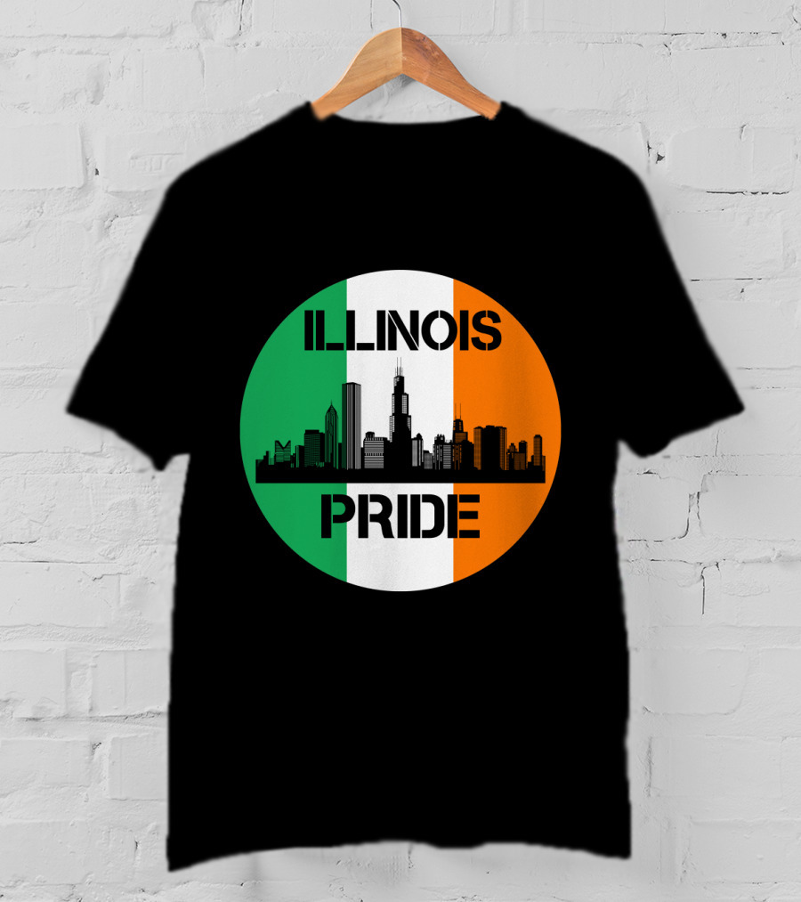 Illinois Pride Skyline Irish Flag T-Shirt