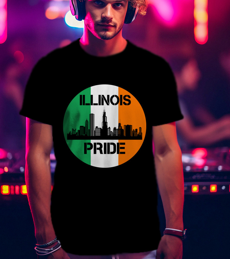 Illinois Pride Skyline Irish Flag T-Shirt