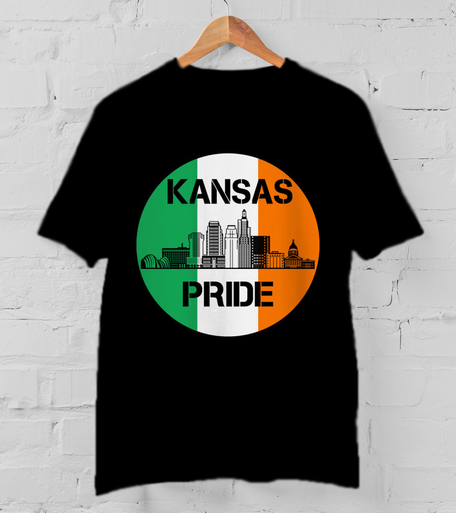 Kansas Pride Irish Flag Skyline Kansas T-Shirt