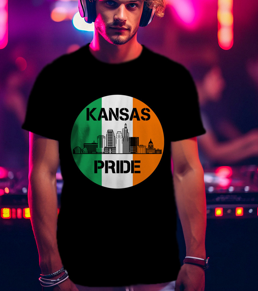 Kansas Pride Irish Flag Skyline Kansas T-Shirt