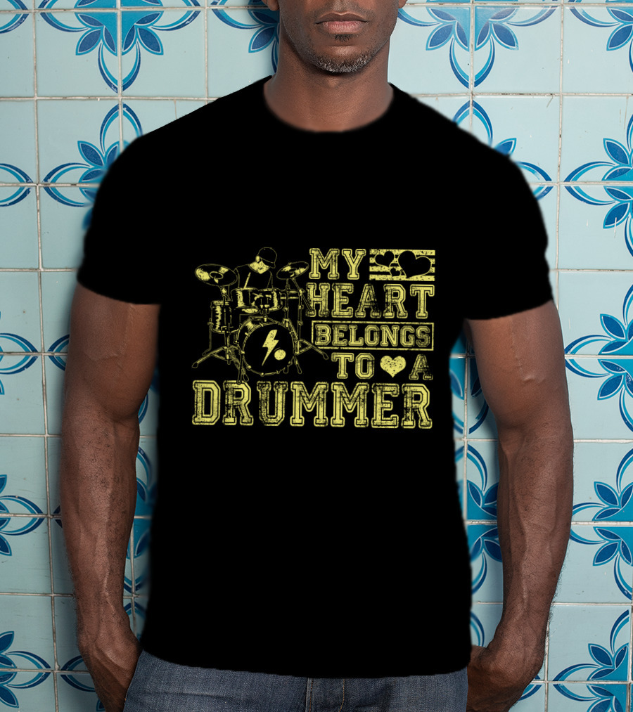 My Heart Belongs To A Drummer My Heart Band Player Drums Icon Love T-Shirt