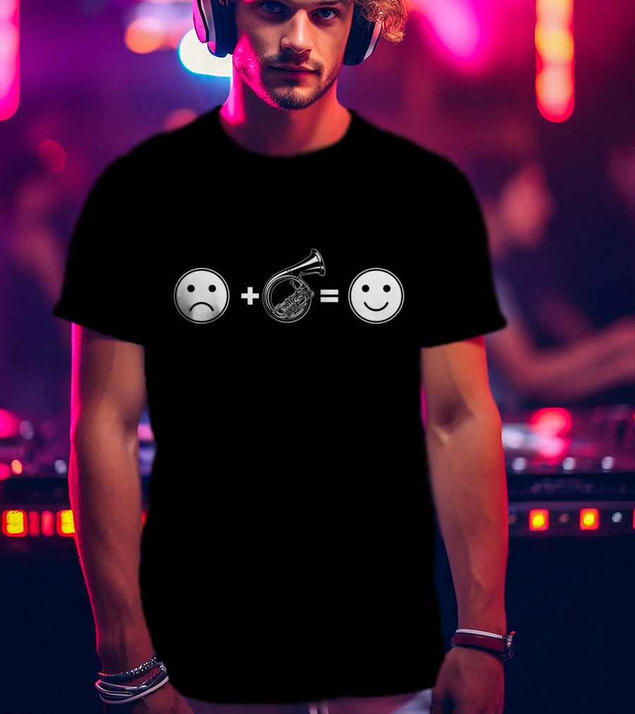 Sad Face Plus French Horn Equals Happy Face T-Shirt