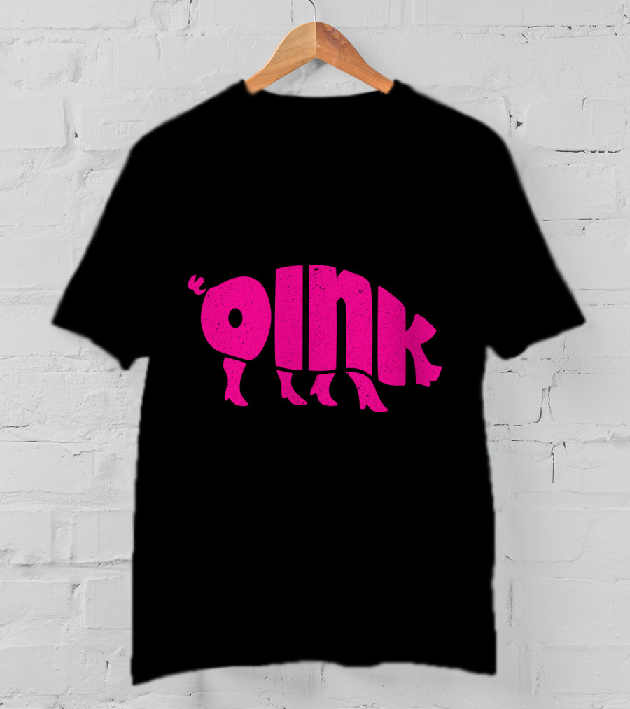 OINK Pink Pig Silhouette Humor T-Shirt
