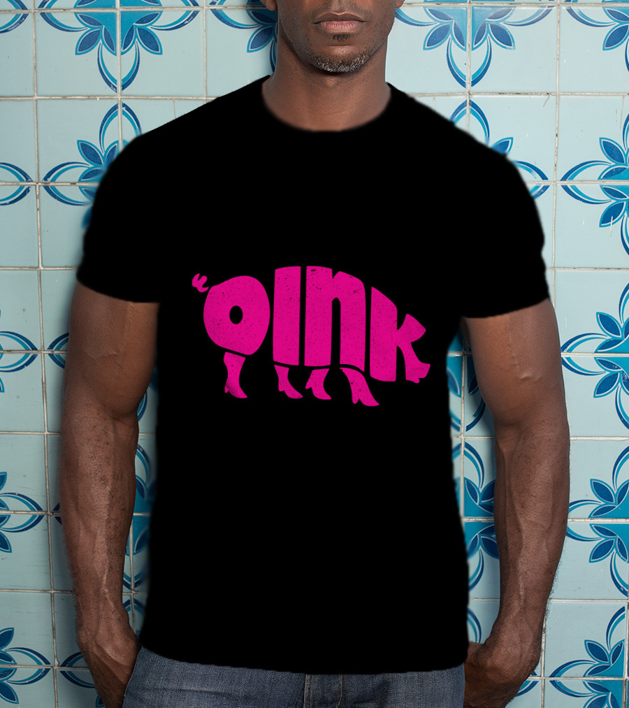 OINK Pink Pig Silhouette Humor T-Shirt