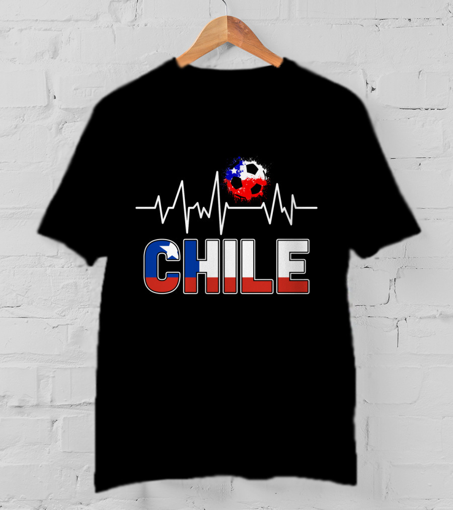 Chile Soccer Jersey Chilean Futbol Passion Heartbeat Flag Colors T-Shirt