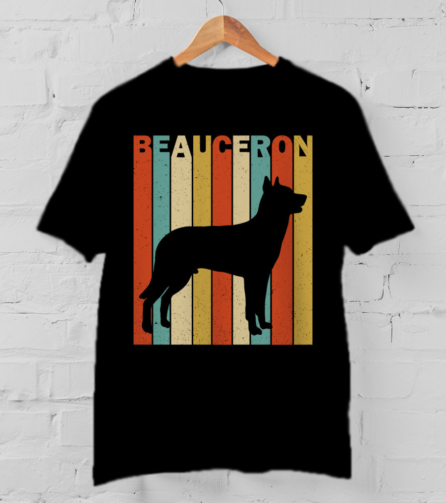 Beauceron Retro Silhouette Vertical Stripes T-Shirt