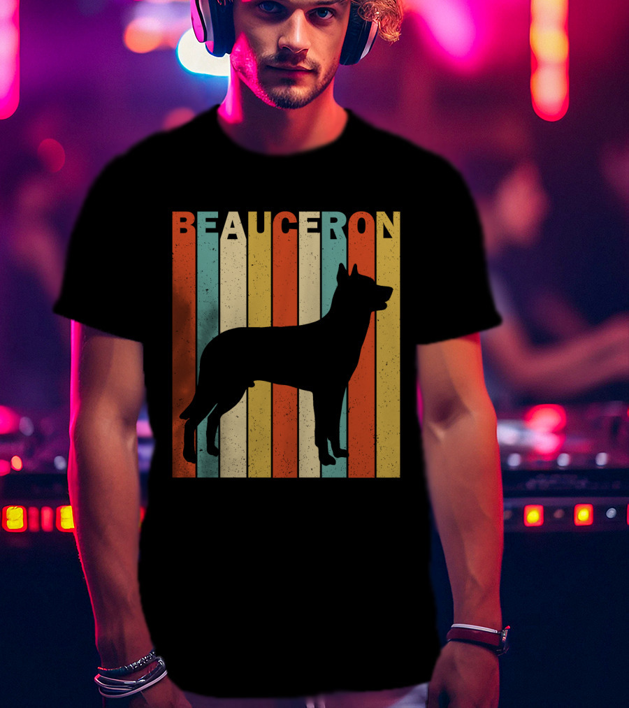 Beauceron Retro Silhouette Vertical Stripes T-Shirt