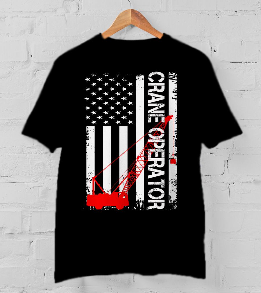 Crane Operator American Flag T-Shirt