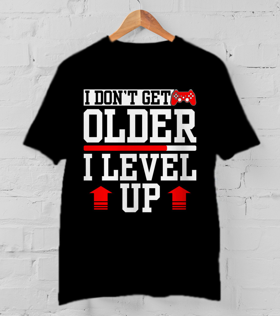 I Don't Get Older I Level Up Gamer Birthday Controller Retro T-Shirt