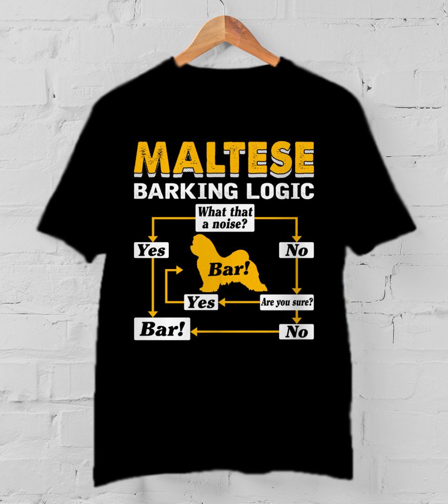 Maltese Barking Logic What That A Noise Bar Are You Sure? Yes No T-Shirt