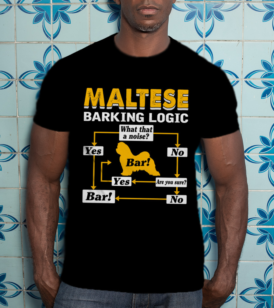 Maltese Barking Logic What That A Noise Bar Are You Sure? Yes No T-Shirt
