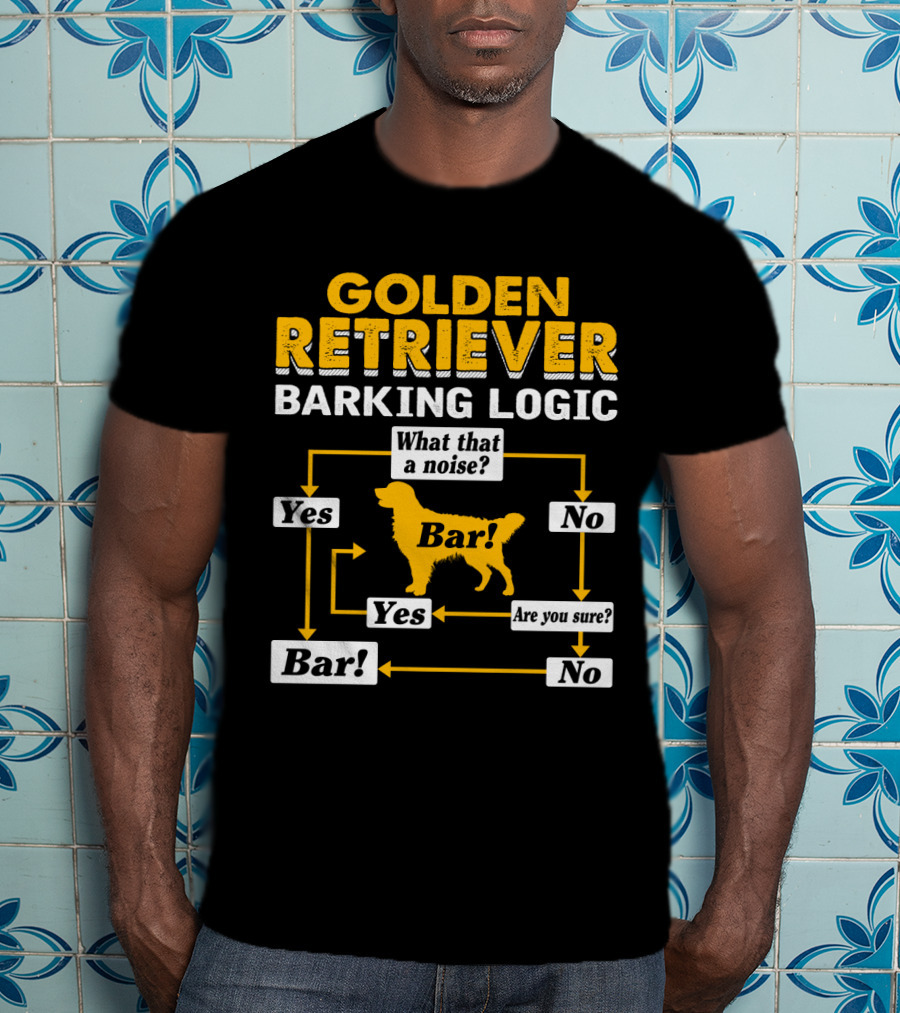 Golden Retriever Barking Logic Flowchart Humor T-Shirt