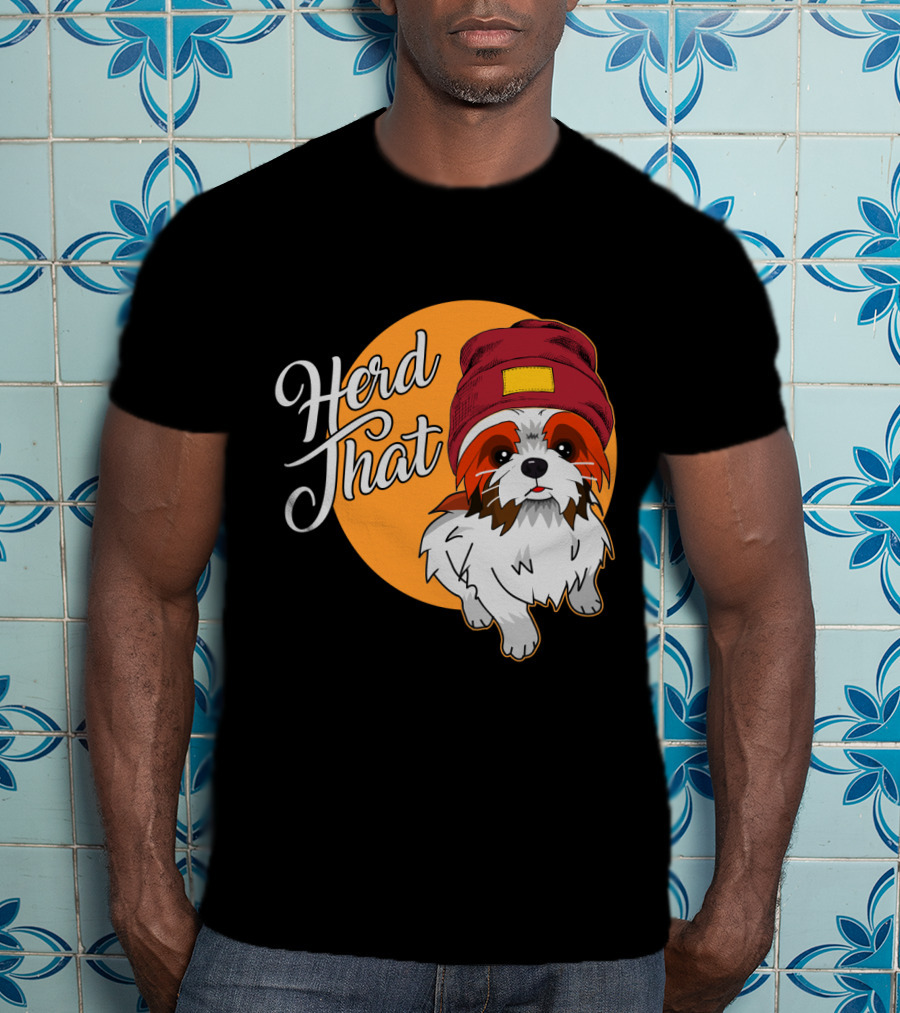 Herd That Shih Tzu Animal Lover Dog With Hat Sketch T-Shirt