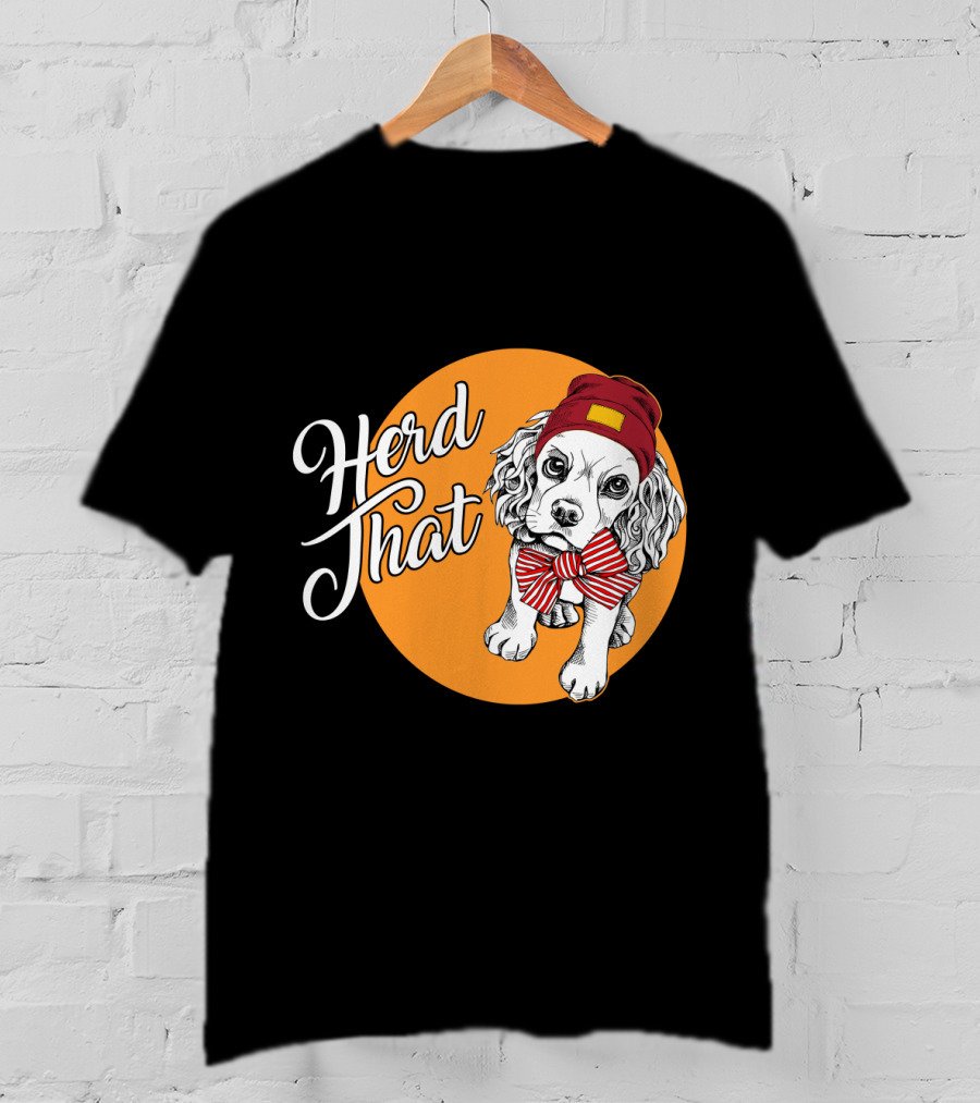 Herd That Cocker Spaniel Funny Animal Lover Dog Bow Tie Beanie T-Shirt