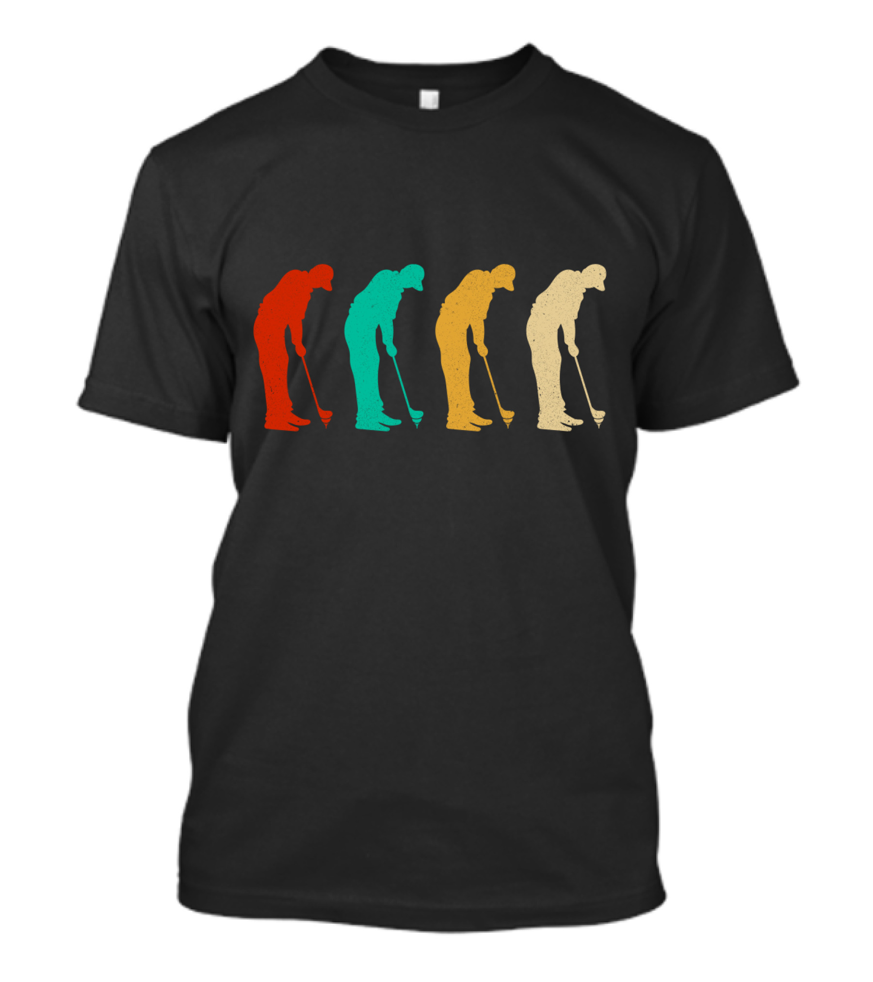 Retro Colorful Golf Silhouettes Vintage Golf T-Shirt