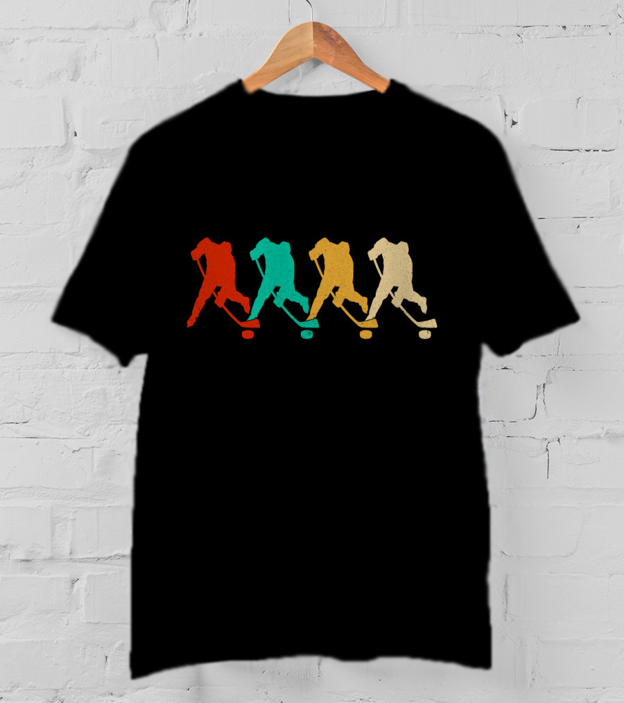 Vintage Hockey Silhouettes Retro Sports Colors T-Shirt