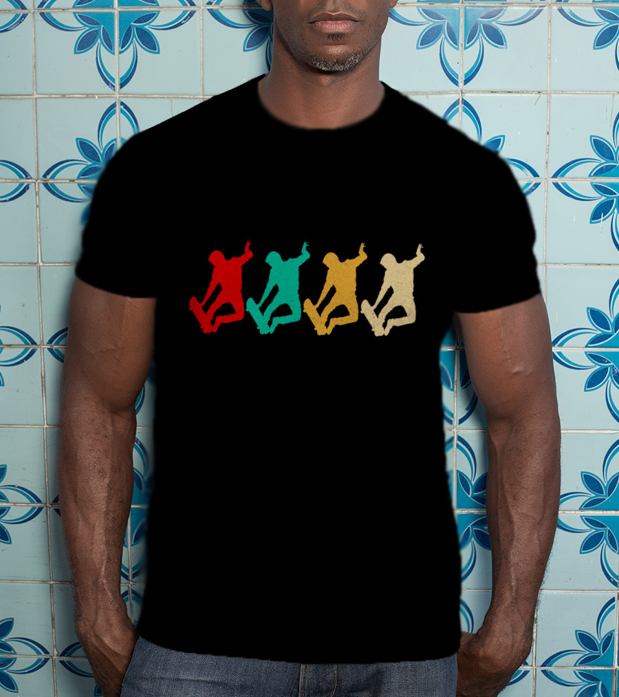 Vintage Skateboarding Silhouette Retro Colors T-Shirt