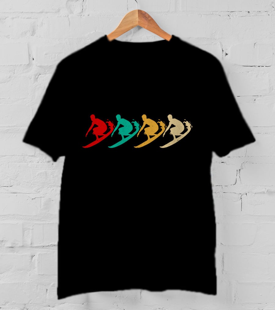 Vintage Surfing Retro Colorful Wave Riders T-Shirt