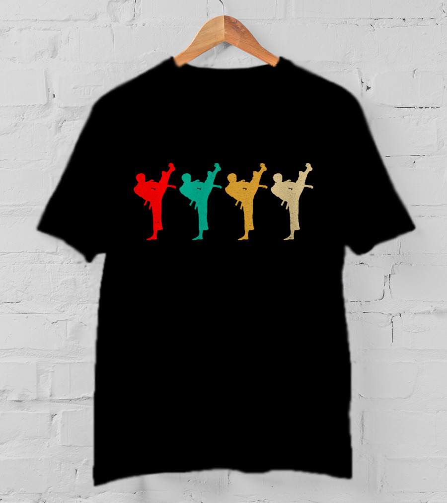 Vintage Karate Retro Silhouette Kicks T-Shirt