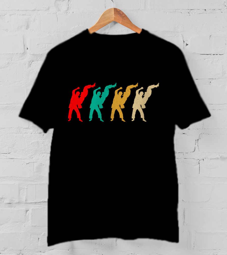 Vintage Jiu Jitsu Colorful Silhouettes Martial Arts T-Shirt