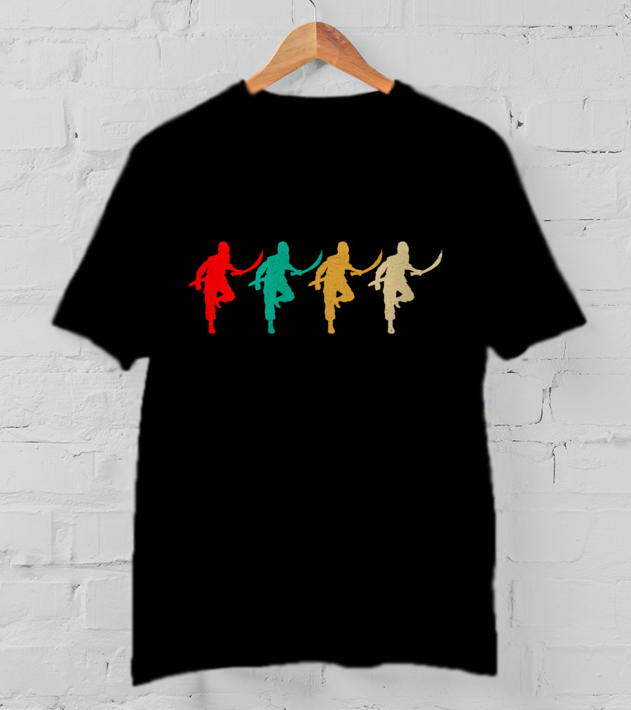Vintage Ninjutsu Silhouette Four Colors T-Shirt