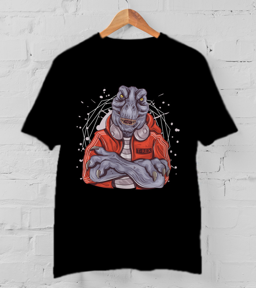 T-Rex DJ With Headphones Crossed Arms Music Jockey T-Shirt