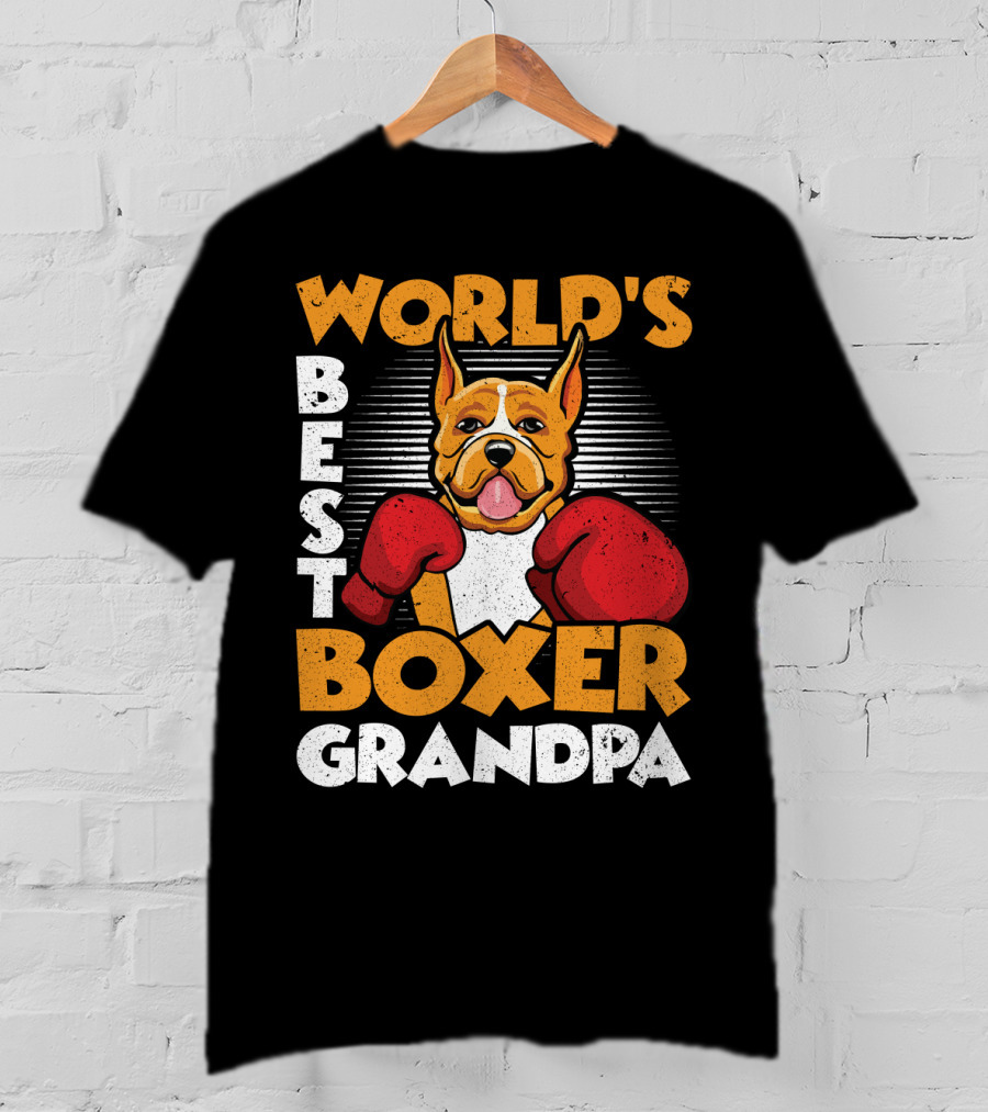 World's Best Boxer Grandpa Red Gloves Dog T-Shirt