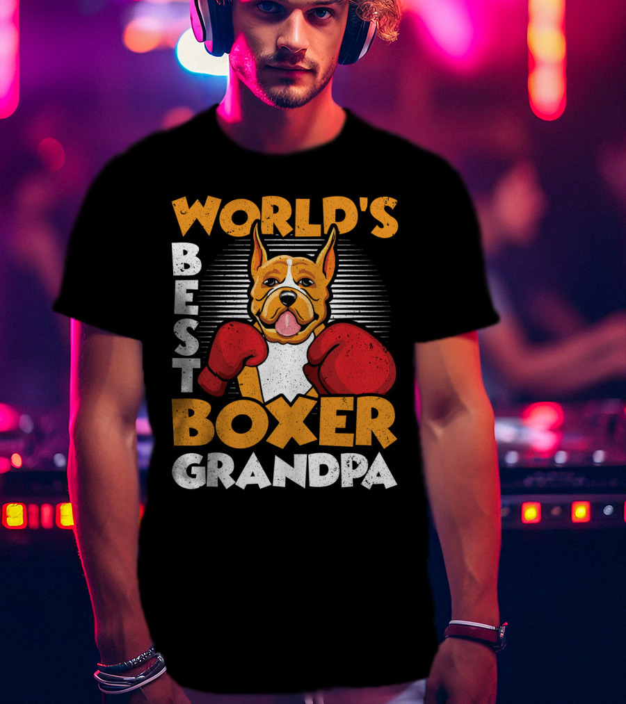 World's Best Boxer Grandpa Red Gloves Dog T-Shirt